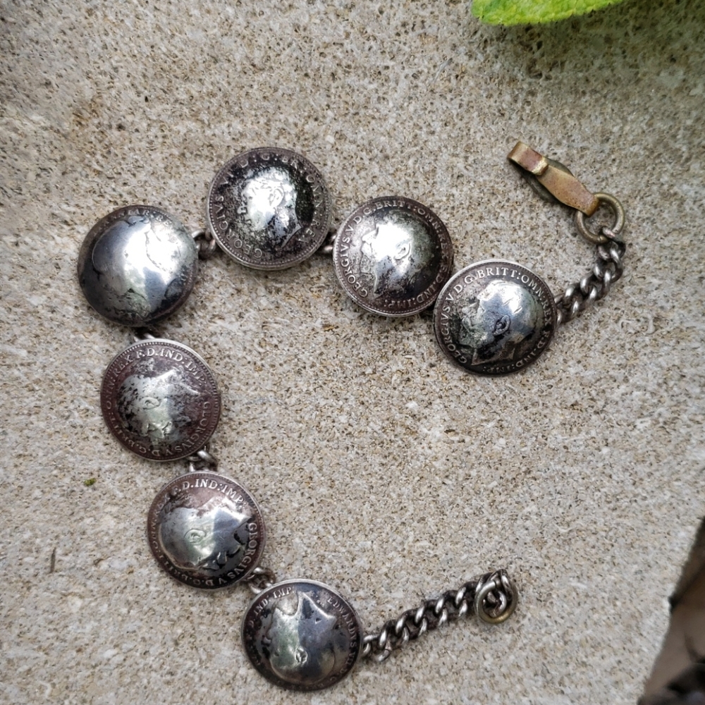 Sterling coin bracelet, British, young Victoria